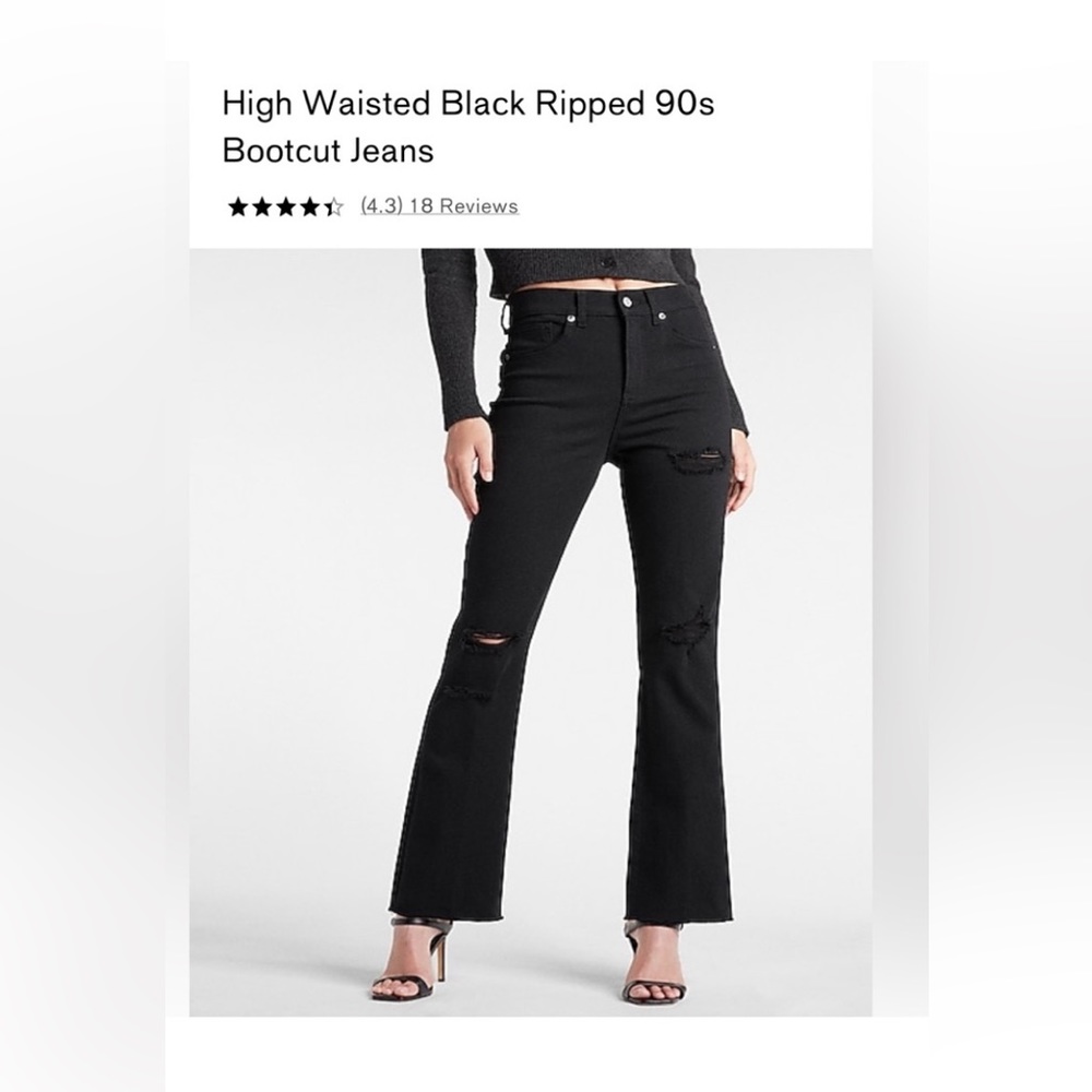 Express high rise 90s bootcut black jeans size 10L